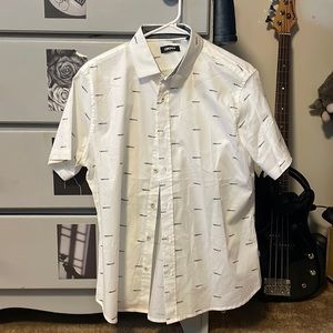 Mens Small White DKNY short sleeve button up